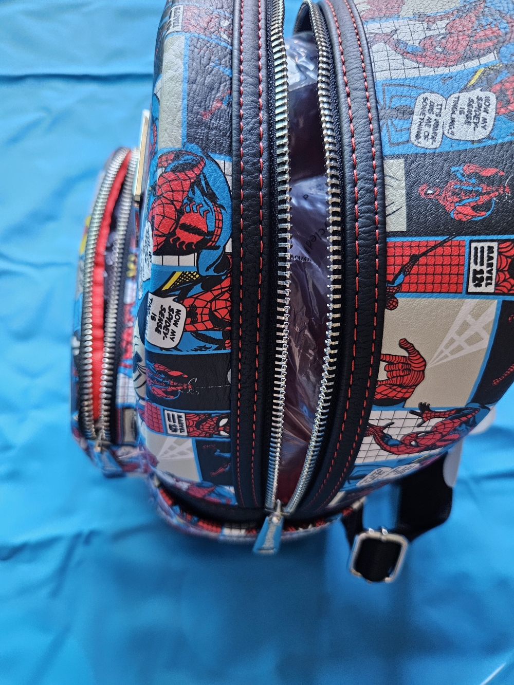 Disney Parks Marvel Spider-Man "Spider Sense" Comic Strip Loungefly Mini Backpac - Picture 3 of 7